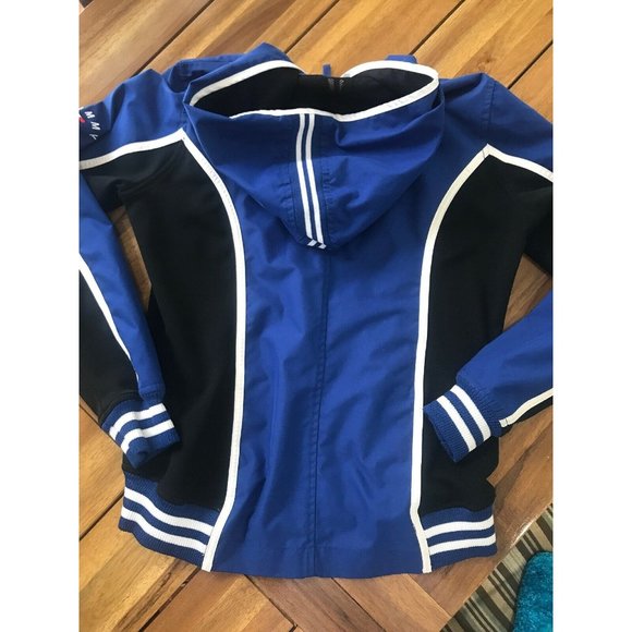 Tommy Hilfiger Navy White Women's Rain Wind Jacket Hooded Small S Retro - Picture 9 of 9